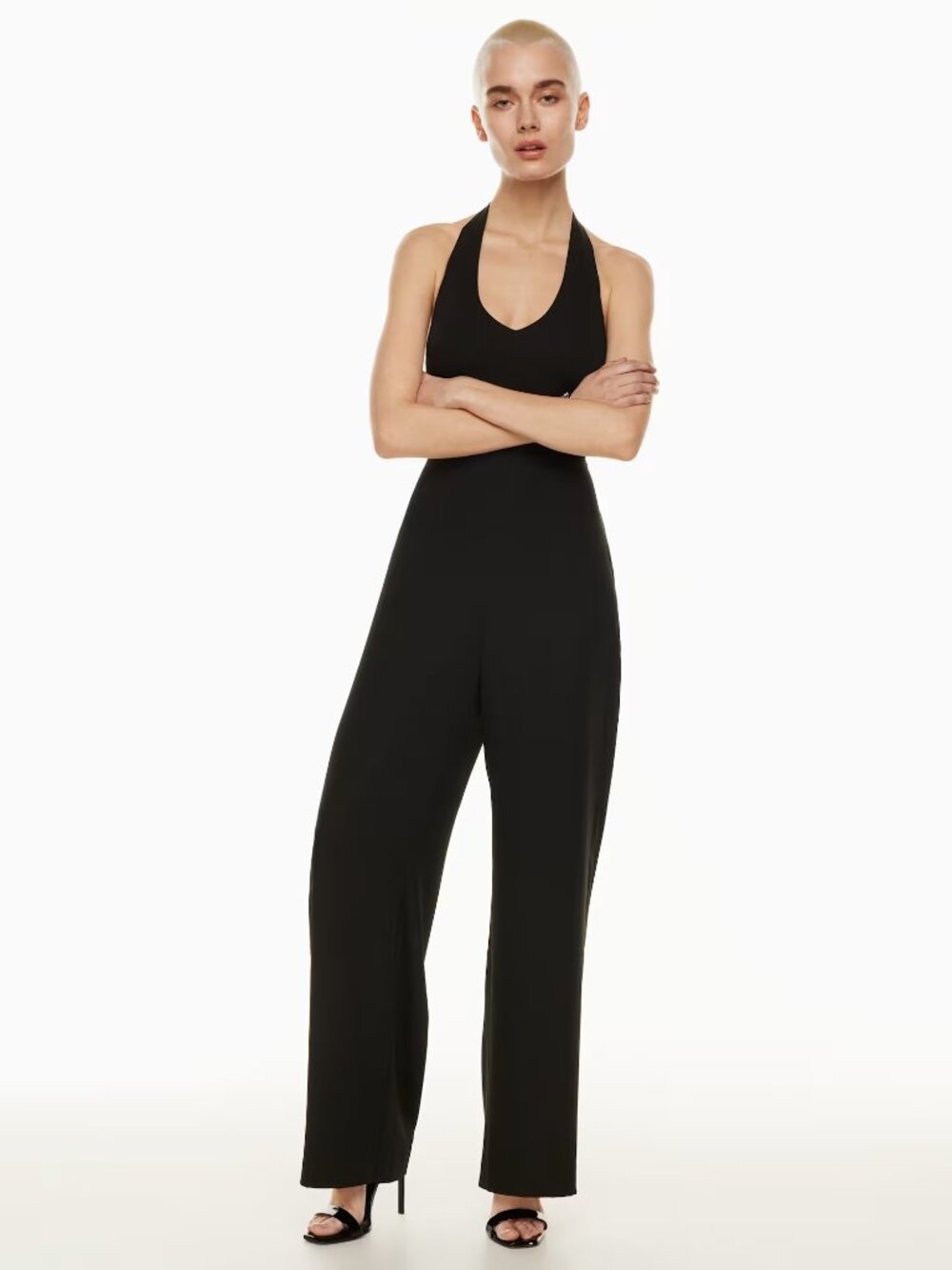 Babaton Black V-Neck Halter Bodice Dress